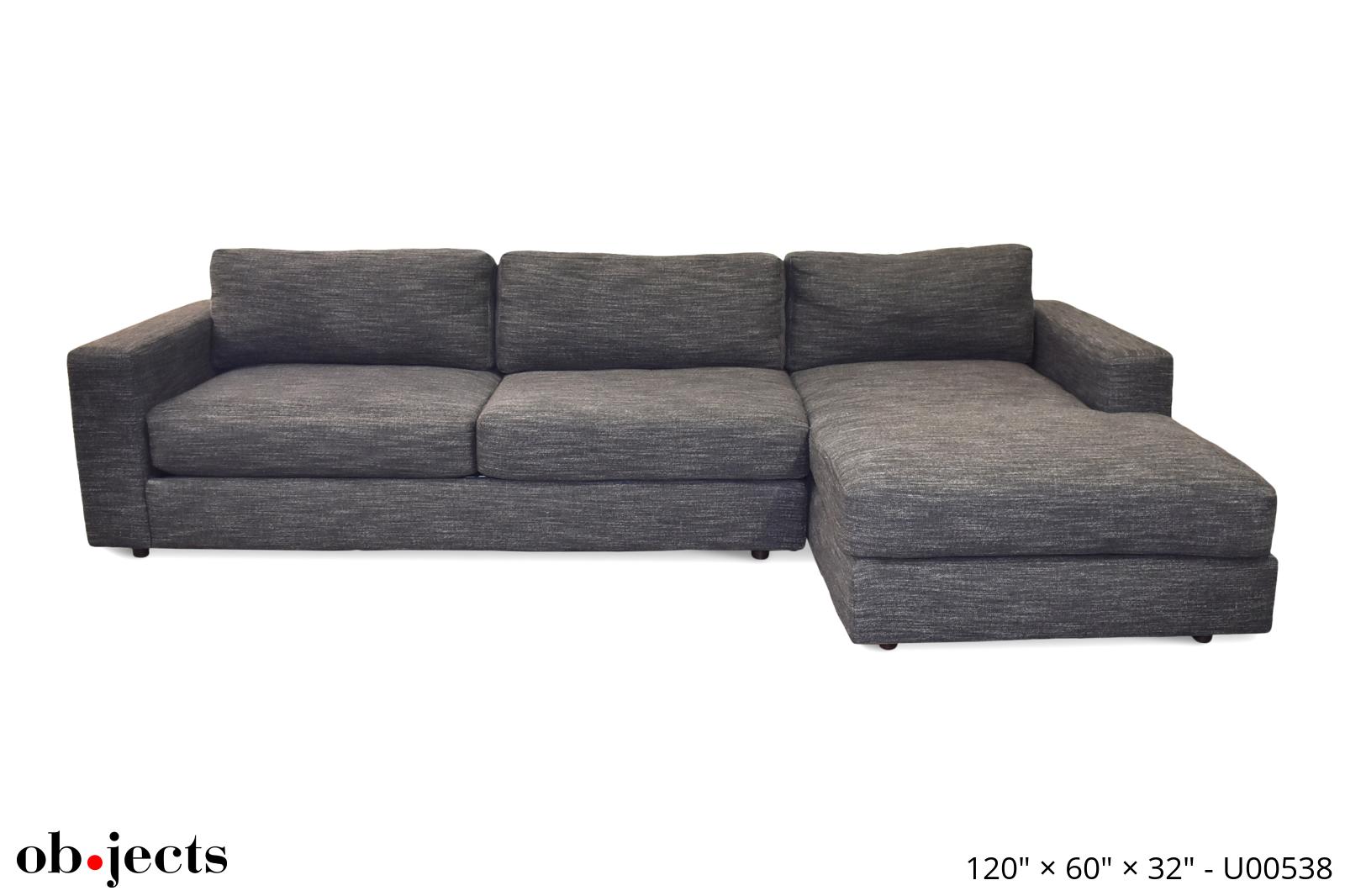 Sectional Sofa Charcoal Tweed 2-Pieces | Ob•jects