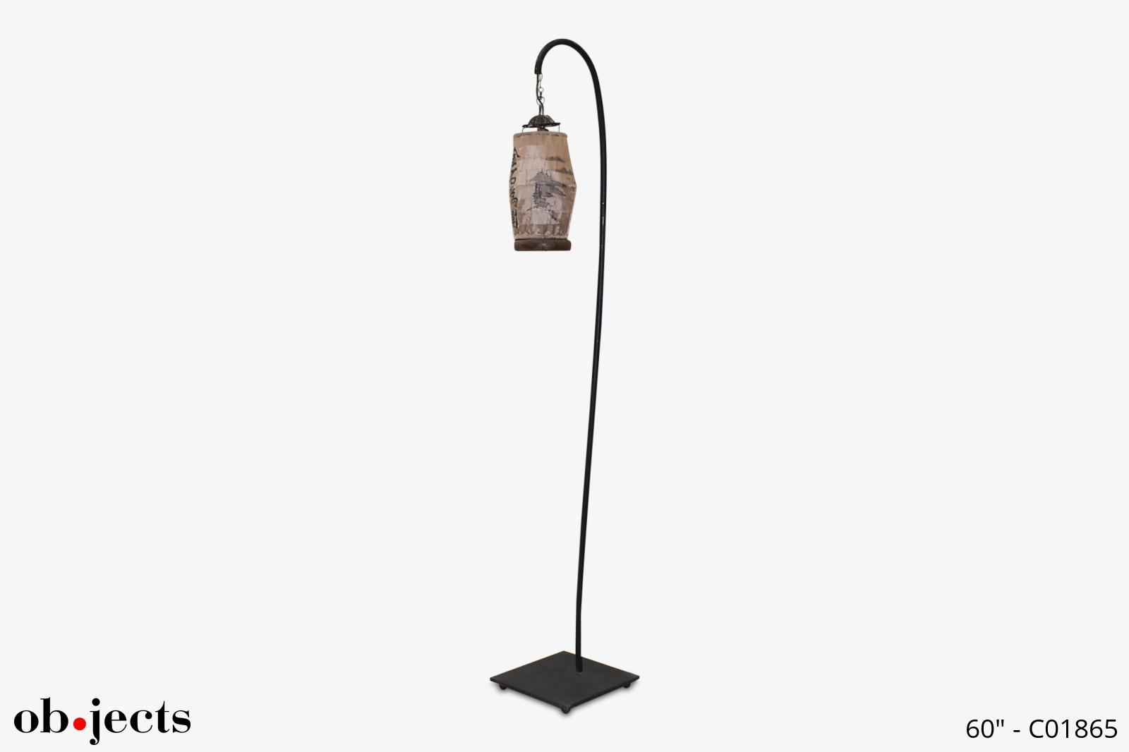 Floor Lamp Asian Lantern w/Iron Stand | Ob•jects