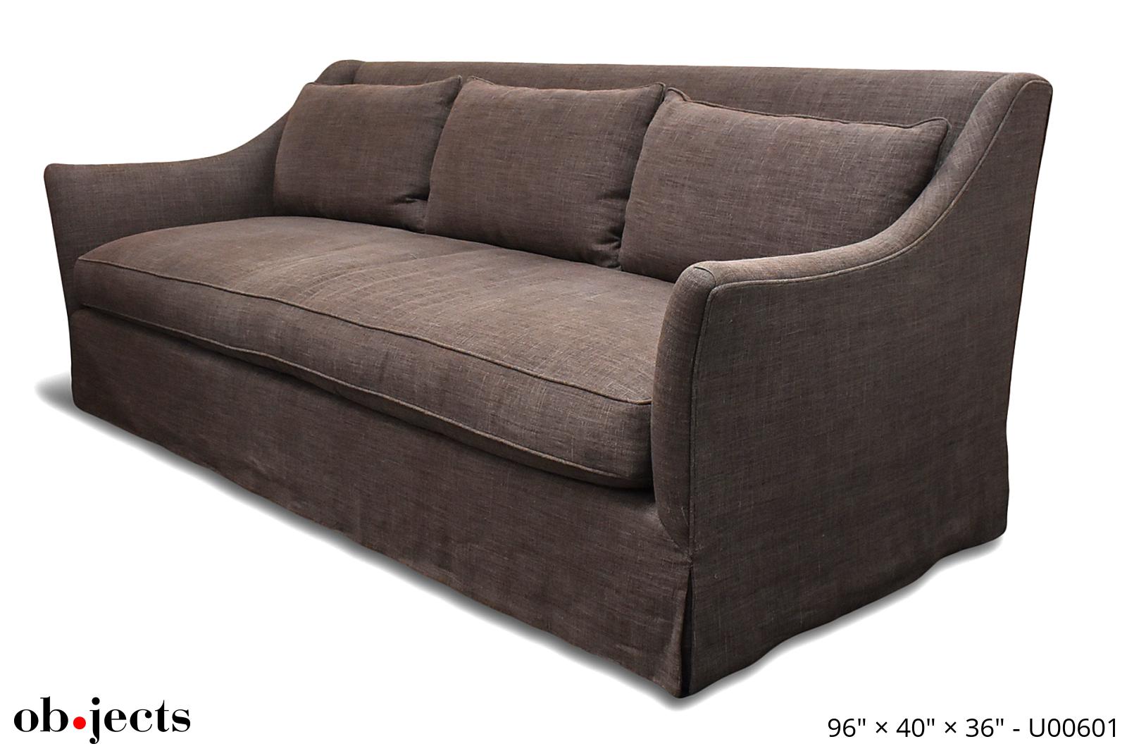 Sofa Aubergine Belgium Linen Sloped Arms | Ob•jects